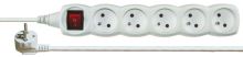 cable extension, white, 5 sockets, with switch 5 m, ~ 250 V / 10 A