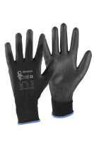 gloves BRITA BLACK, with PU palm and knit, size 8