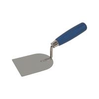 TOPTRADE stainless steel trowel, plastering, wooden handle, 110 x 80 mm