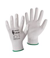 gloves BRITA WHITE, with PU palm and knitwear, size 10
