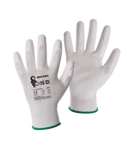 BRITA WHITE gloves, with blister, with PU palm with knit, size 8 (2)