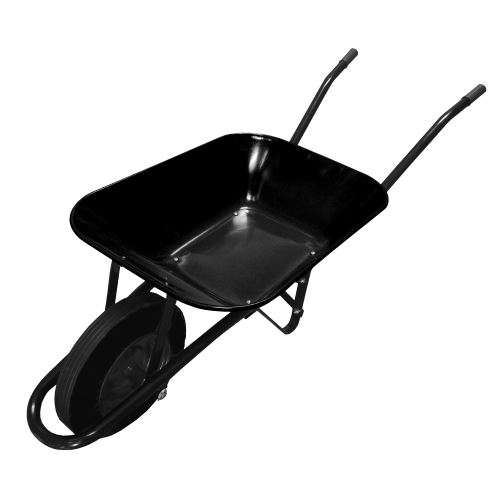 TOPTRADE construction wheelbarrow, black, towed body, polyurethane wheel, 60 l