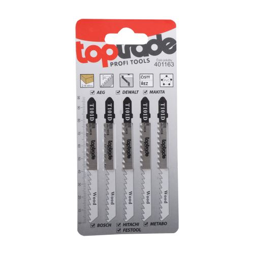 TOPTRADE jigsaw spare blade, 5 pcs/set, T101D, 100 mm, wood