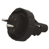 plug for moving inlet IP 65, black, rubber, ~ 250 V / 16 A