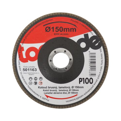 TOPTRADE grinding disc, lamella, grit 100, 150 x 22.2 x 2 mm