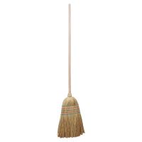 sorghum broom, 5x stitched, wooden handle