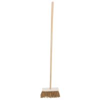 sidewalk broom, 5 lines, wooden handle