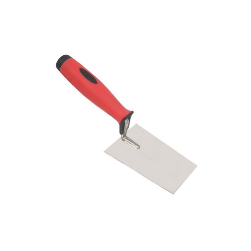 TOPTRADE mason trowel, stainless steel, rubberized handle, 120x80mm