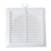ventilation grid, plastic, white, square, mesh,200 x 200 / 160 x 160 mm, outlet O 150 mm