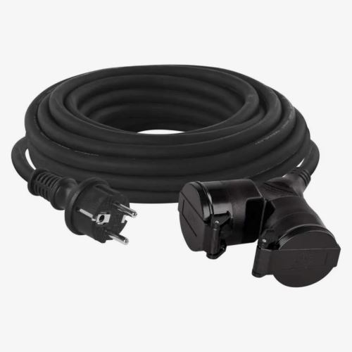 extension cable, rubber, 2 sockets, 20 m, 250 V ~ / 16 A, IP 44 (2)