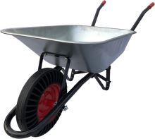 construction wheelbarrow, galvanized tray 60l, solid wheel