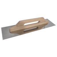 stainless float RACEK ,flat, wooden handle, 490 x 130 mm