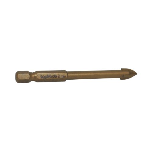 TOPTRADE drill bit for glass, ceramics and tiles, O 8 mm x 80 mm, Hex shank