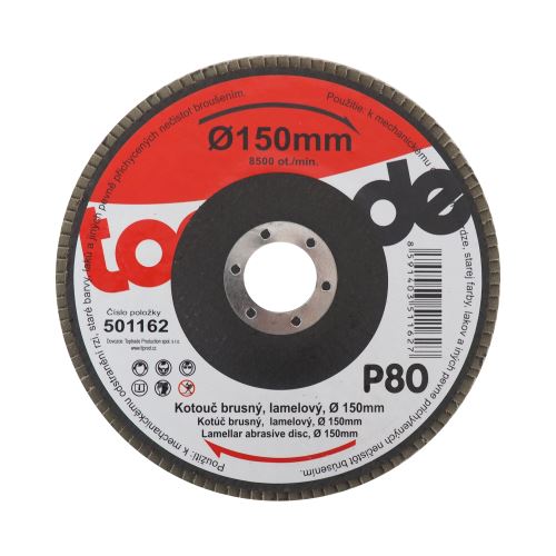 TOPTRADE grinding disc, lamella, grit 80, 150 x 22.2 x 2 mm
