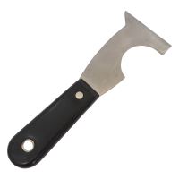 chrome plated scraper, knife shape, plastic handle with rivet, profi