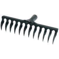 TOPTRADE metal rake, perpendicular tooth, 16 teeth, profi