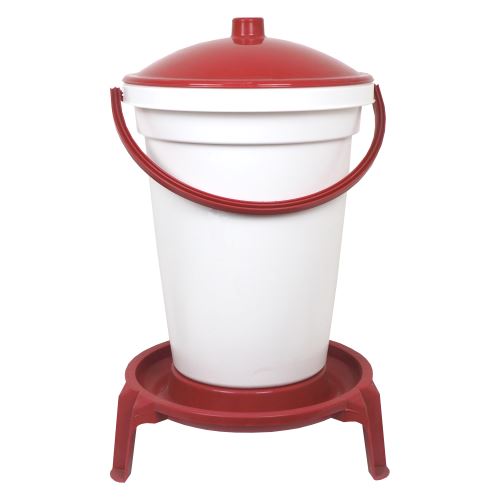 TOPTRADE plastic bucket drinker, on a base, with a float, for poultry, 24,0 L (1)