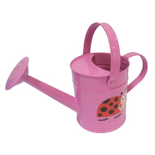 TOPTRADE children garden tool - metal watering can, pink colour, 1,6L