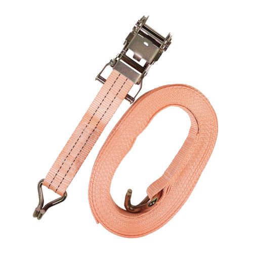 TOPTRADE lashing strap, with hooks and ratchet, up to 2000 kg, 38 mm x 12 m