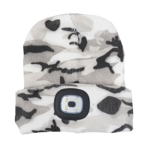LED UNI hat, winter, with LED light, grey camouflage