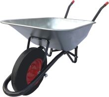 construction wheelbarrow, galvanized tray 60l, PU wheel