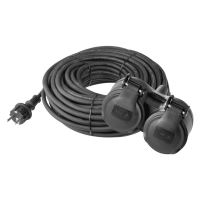 extension cable, rubber, 2 sockets, 10 m, 250 V ~ / 16 A, IP 44