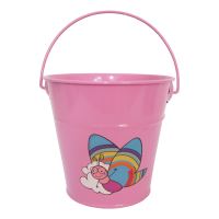 children garden tool - metal bucket, pink colour, 1,2L