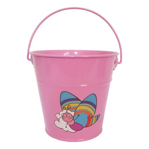 TOPTRADE children garden tool - metal bucket, pink colour, 1,2L