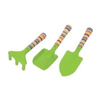 TOPTRADE children garden tool 3pcs/set, shovel, spade, rake, green metal head, 3 pcs (3)