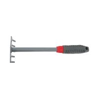 TOPTRADE metal rake, 5 teeth, PP handle, length 28 cm (2)