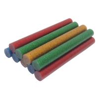 hot melt glue, 4 colors with glitter - red, yellow, blue, green, 11,2 x 100mm, 10 pcs