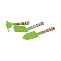 TOPTRADE children garden tool 3pcs/set, shovel, spade, rake, green metal head, 3 pcs (4)