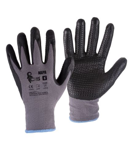 gloves NAPA, with knit, gray - black, size 10