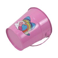 TOPTRADE children garden tool - metal bucket, pink colour, 1,2L (6)