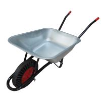TOPTRADE construction wheelbarrow, galvanized tray 80 l, solid wheel
