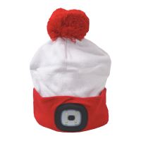 LED hat, X-mas, size L, with LED light, white - red
