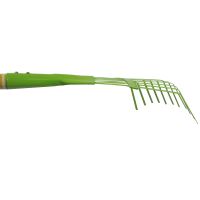 TOPTRADE children garden tool - rake 11 teeth, green metal head, rainbow long handle,74cm (4)