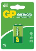 batteries GP  Greencell, Zinc – Chloride, 6F22, flat, blister 1 pcs 9 V