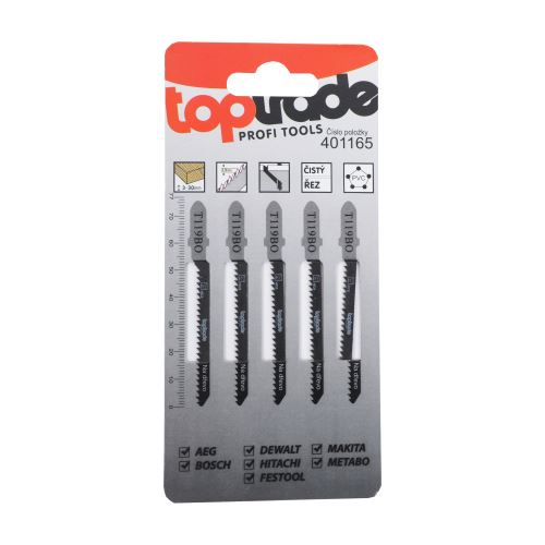 TOPTRADE jigsaw spare blade, 5 pcs/set, T119BO, 76 mm, wood