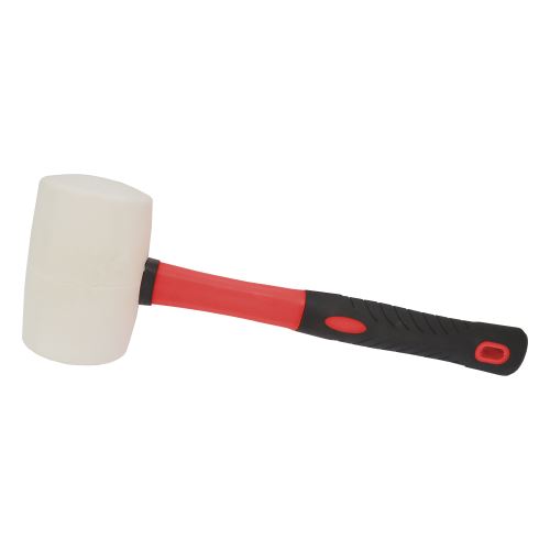 TOPTRADE rubber hammer, white, fiberglass handle, O 50 mm / 500 g, profi