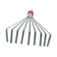 TOPTRADE metal leaf rake, 9 teeth, PP handle, length 37 cm (3)
