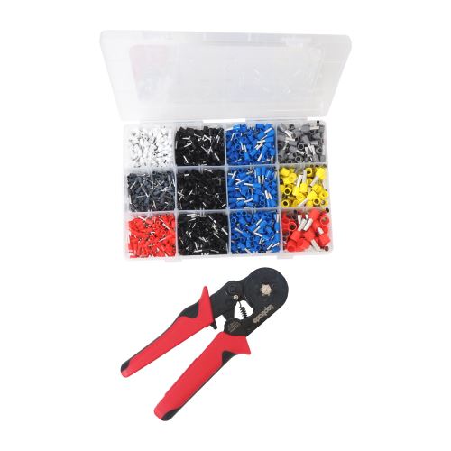 TOPTRADE crimping pliers, for cable end connectors, set of 1 800 pcs