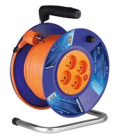 cable extension, orange, on the unwinding drum, 4 sockets 50 m, ~ 230 V / 16 A