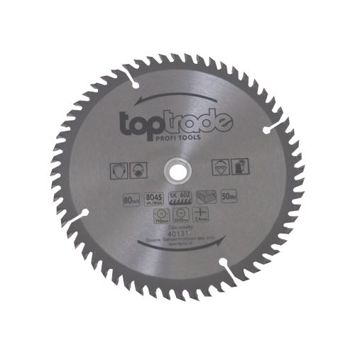 TOPTRADE saw blade, for wood, SK blades, 60 teeth, 190 x 2.4 x 30/20 mm