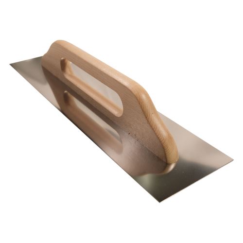 TOPTRADE stainless steel trowel, wooden handle, smooth, 580x130mm