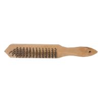 brush manual, steel, 3 line, with wooden handle, profi