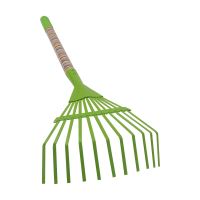 TOPTRADE children garden tool - rake 11 teeth, green metal head, rainbow long handle,74cm (3)