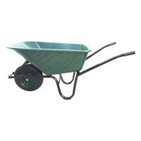 TOPTRADE garden wheelbarrow, plastic tray green 100 l, air wheel (8)
