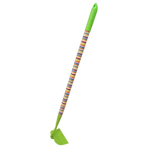 TOPTRADE children garden tool - hoe, green metal head, rainbow long handle, 72cm