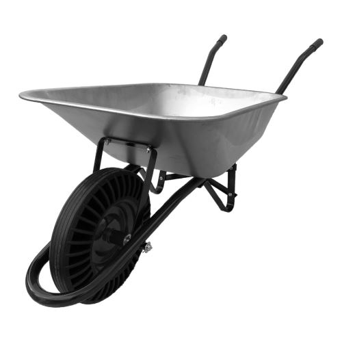 TOPTRADE construction wheelbarrow, galvanized tray 60l, solid wheel